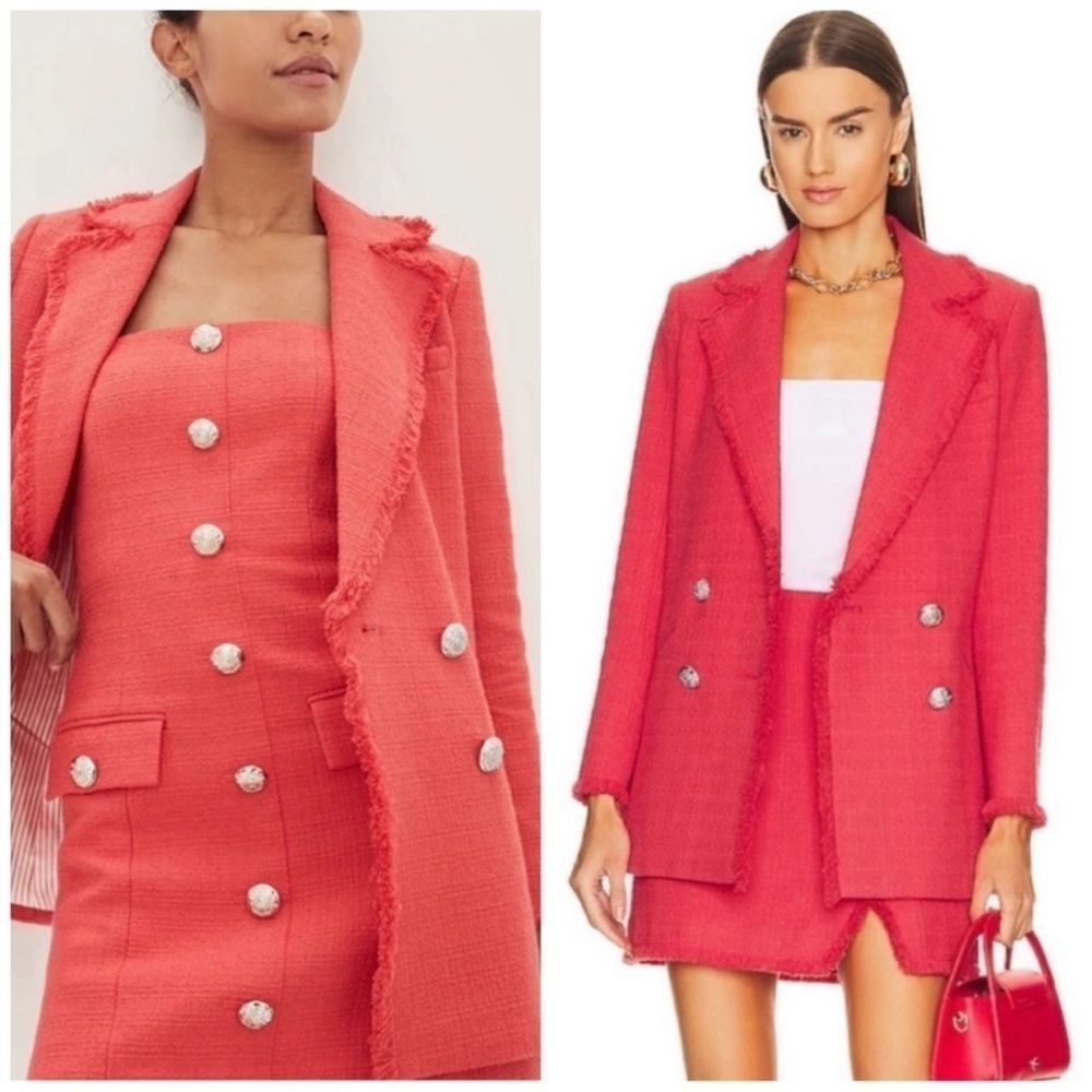 Veronica Beard Nayeli Double Breasted Dickey Jacket Blazer Red Size 2